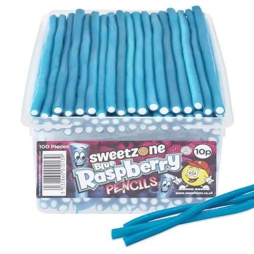 Blue raspberry pencil sweets - blue,